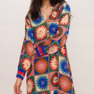 NWT Johnny Was Workshop Silk V-Neck Swing Dress